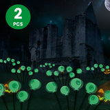2Pcs Purple Light OR 2Pcs Green Light Solar Scary Eyeballs Lights Outdoor Halloween Decoration Swaying Light Halloween Path Lights Ornaments With Total 12LED IP65 Waterproof For Yard Garden - CJDS - FC