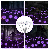 2Pcs Purple Light OR 2Pcs Green Light Solar Scary Eyeballs Lights Outdoor Halloween Decoration Swaying Light Halloween Path Lights Ornaments With Total 12LED IP65 Waterproof For Yard Garden - CJDS - FC