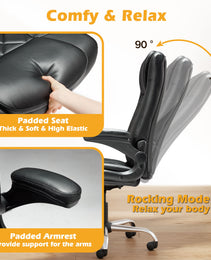 Leather Executive Office Chair With Arm & Rocking Function