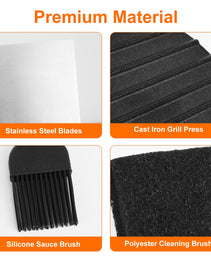 31Pcs Griddle Accessories Kit Flat Top Grill Accessories For Camp Chef With Spatulas Griddle Press Basting Cover Spice Shakers Vegetable Forks Steel Sticks Egg Rings Storage Bag