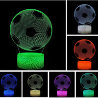 3D Optical Illusion Soccer Plastic LED Night Light Desk Lamp - Remote & Touch Controls, USB Powered, 16 Color Modes, LED Ambient Lighting, Cool Desk Accessories, Teen Gift for Bedrooms, Home Decor Accessory