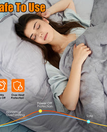 1Pc Electric Heated King Size Fleece Heated Blanket With Dual Controller 10 Heating Levels 10 Hours Auto Off Machine Washable For Home Office Usage 90x100in