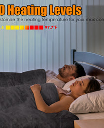1Pc Electric Heated King Size Fleece Heated Blanket With Dual Controller 10 Heating Levels 10 Hours Auto Off Machine Washable For Home Office Usage 90x100in
