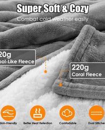1Pc Electric Heated King Size Fleece Heated Blanket With Dual Controller 10 Heating Levels 10 Hours Auto Off Machine Washable For Home Office Usage 90x100in