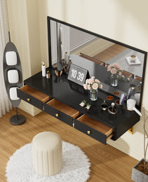 Floating Shelf With Drawer, Multi-Purpose Wall-Mounted Vanity Table, Mounted Desk, Floating Table For Bedroom - CJDS