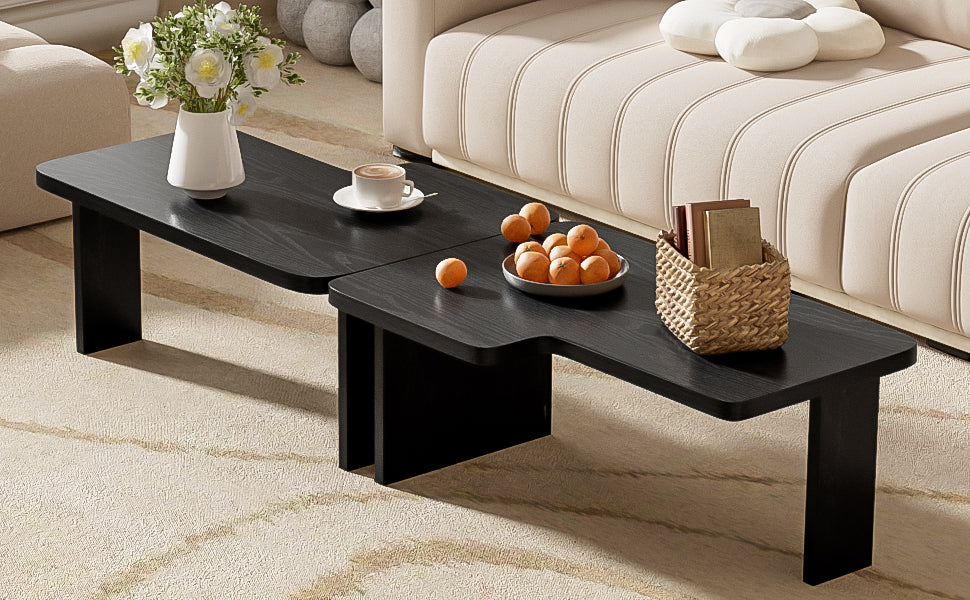 U-Can Modern Minimalist Coffee Table Set, Rectangle Coffee Table With Splicing Design, Multifunctional Combination Table For Living Room