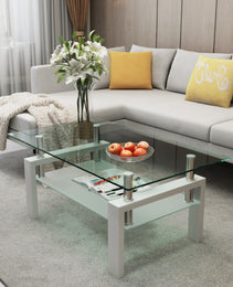 White Coffee Table, Clear Coffee Table, Modern Side Center Tables For Living Room, Living Room Furniture
