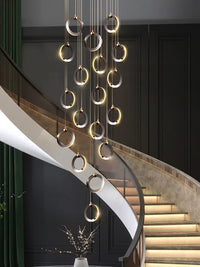 Duplex Staircase Lamp Long Chandelier Black Gold Modern Minimalist Light Luxury Creative Lighting Villa Loft Living Room Rng