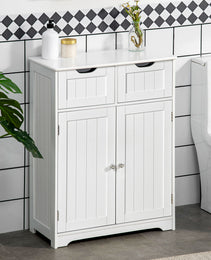 Freestanding Bathroom Storage Cabinet, Floor Cabinet with 2 Drawers, Adjustable Shelf, for Bathroom, Living Room or Entryway, White
