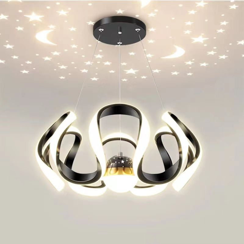 Marcella 84W Black Tri-Color Modern Aluminum LED Indoor Chandelier