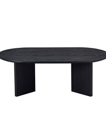 Length 39.37 Inch Modern Coffee Table,MDF Oval Coffee Table For Living Room,Small Coffee Table With Sturdy Pedestal For Apartment,Bedroom,Black