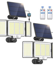 1,2 Pack Solar Lights Outdoor 348 LED Motion Sensor Lights With Remote Control  3 Head Waterproof