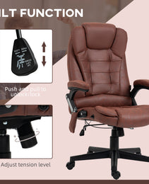 6 Point Vibrating Massage Office Chair with Heat, Microfiber High Back Executive Office Chair with Reclining Backrest, Padded Armrests and Remote, Red