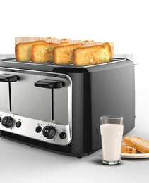 1500W High-Power 4-Slice Toaster – Family-Sized Efficiency with 6 Browning Levels