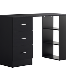 47" Home Office Computer Desk Bookcase Combo, Writing Table Workstation with 3 Drawer and Storage Shelf - Black