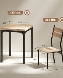 3 Piece Dining Table Set for 2, Modern Kitchen Table and Chairs, Dining Room Set for Breakfast Nook, Light Wood Grain