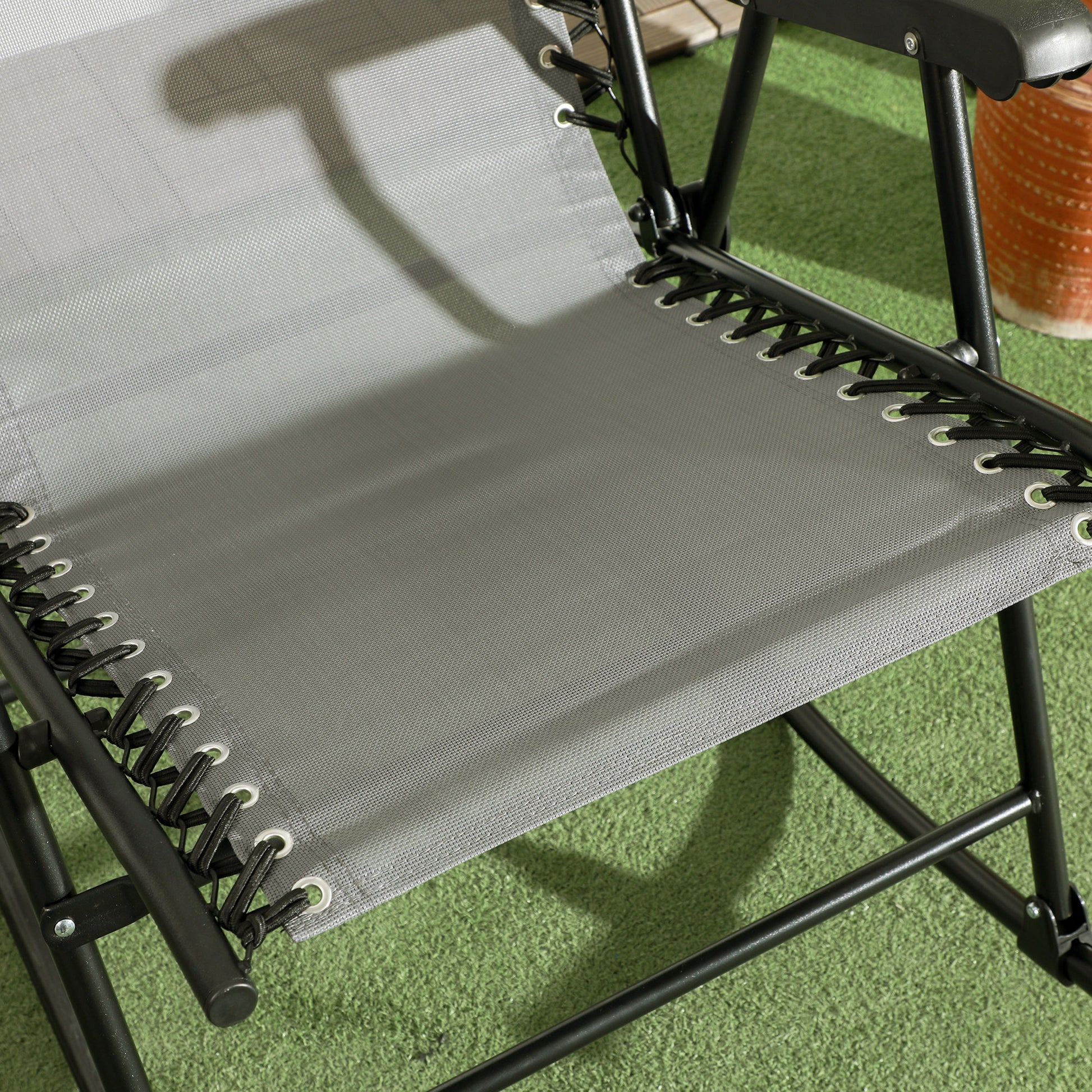 Outdoor Rocking Chair Set of 2, Patio Folding Lawn Rocker Set with Headrests for Yard, Patio, Deck, Backyard, Gray