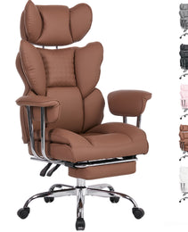 Large-sized High-back Office Chair - 350 Pounds, Anti-scratch PU Leather Executive Office Desk Chair, With Footrest, Reclining Computer Chair
