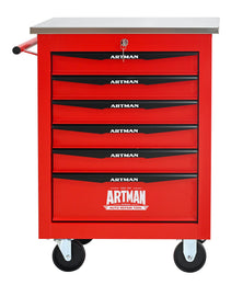 6 Drawers Multifunctional Tool Cart With Wheels,Metal Rolling Tool Cart Storage For Garage Workshop Warehouse Repair Shop--With Stainless Steel Roof- Red&Black