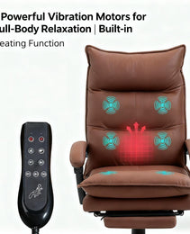 Luxurious Brown Leather Office Recliner Chair With Footrest