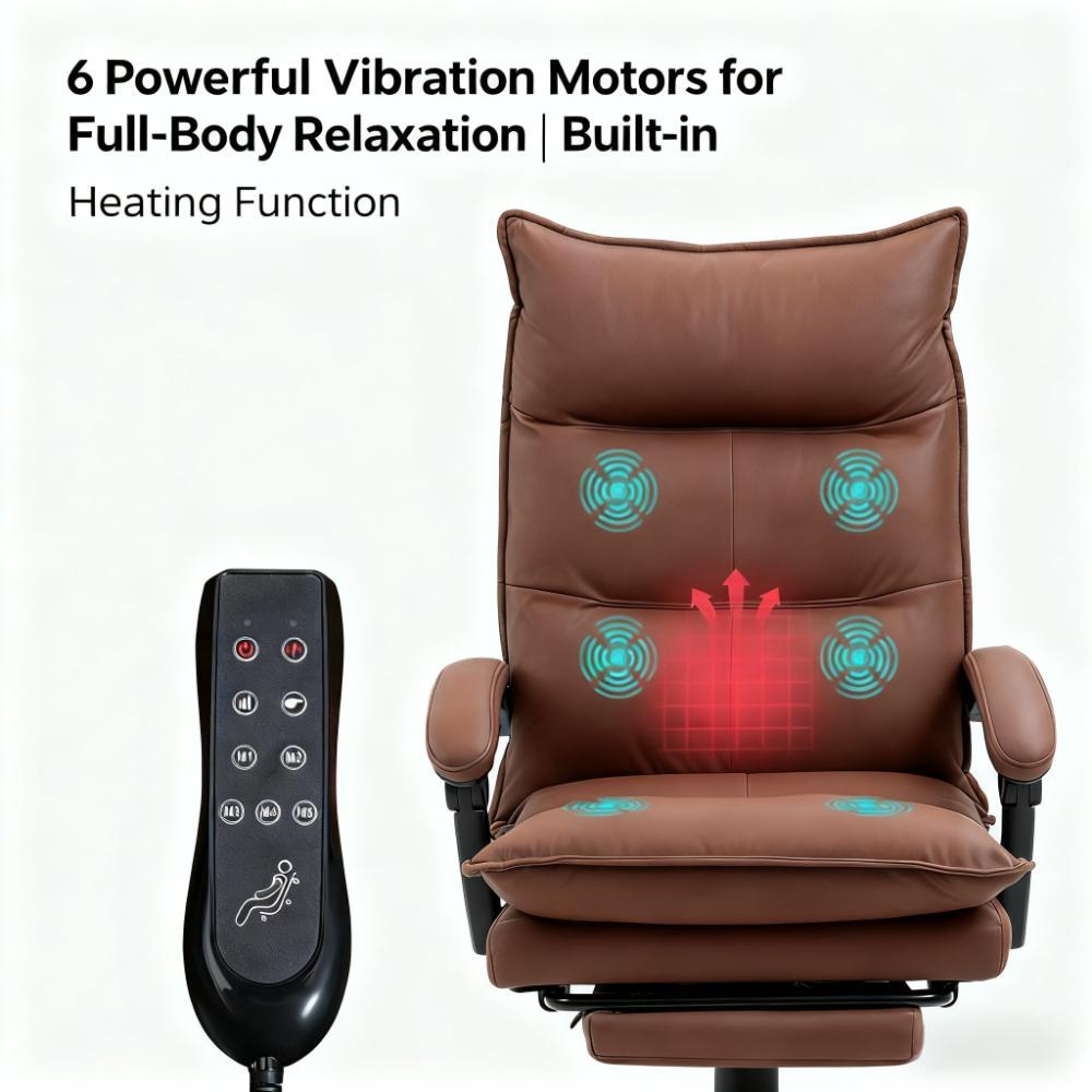 Luxurious Brown Leather Office Recliner Chair With Footrest