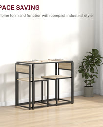 3-Piece Dining Room Set, Industrial Kitchen Table Set with Rectangular Table and 2 Dining Chairs, Oak