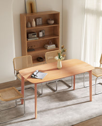 Pine Wood Dining Table for 6, 59" Rustic Rectangular Kitchen Table with Large Tabletop for Dining Room, Natural