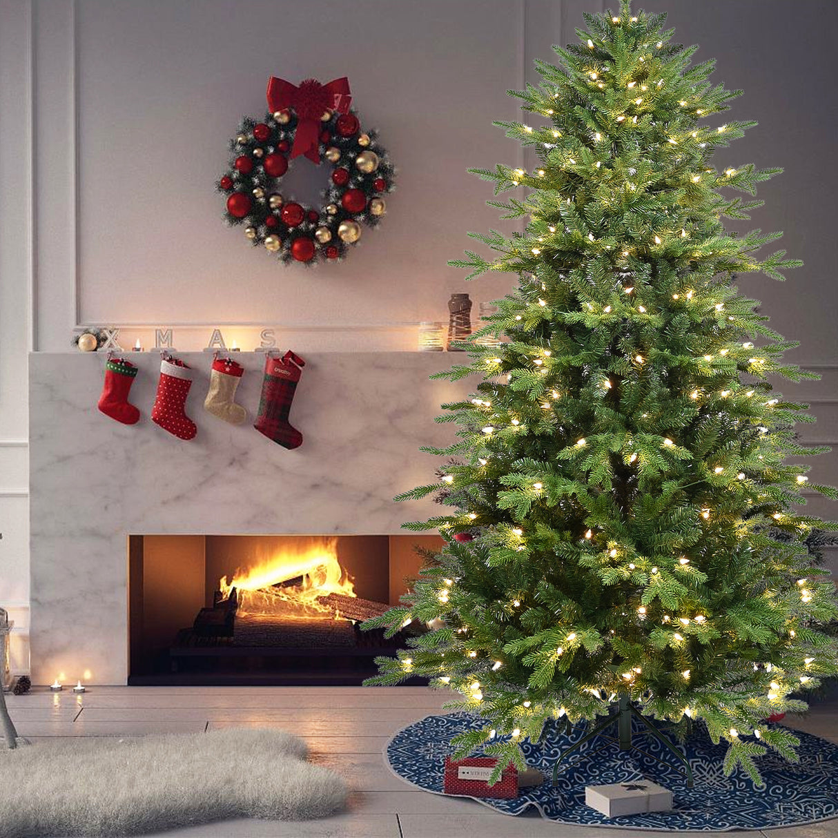 PVC Christmas Tree, Christmas Decorations, Green, With Lights - CJDS - CC