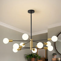 Modern Chandeliers for Dining Room, Black and Gold Chandelier Ceiling Light Fixture 6-Light Sputnik Chandeliers Mid Century Chandeliers for Living Room,Kitchen Island,Bedroom,Foyer