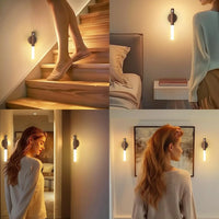 Rechargeable Wall Sconces Magnetic Night Light Motion Sensor Night Lights Wooden Wall Lighting for Bedroom Stair