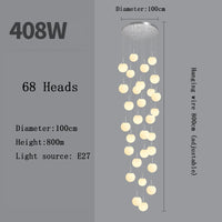 Stairs Modern Nordic LED Glass Chandelier Loft Duplex Living Room Lamp Hotel Lobby Long Chandelier Home Decorative Lighting