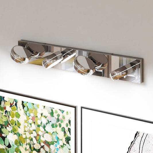 LED Vanity Lights 28in Bathroom Lights Fixtures Over Mirror 4 Light LED Lighting Fixture For Bathroom 18W Mirror Lighting Fixture Modern Bath Light Bar Chrome Bath