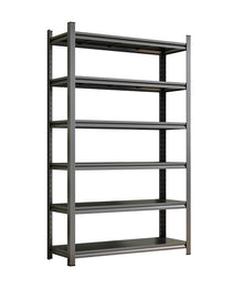 Garage Storage Rack, 6-Story Metal Shelves, Adjustable Partition Storage Unit, Supermarket, Home, Garage, Basement Storage Rack, Black, Requires Assembly