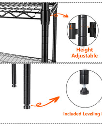 3 Tier Metal Shelf Wire Shelving Unit -  Set Of 2  1050lbs Capacity Heavy Duty Adjustable Storage Rack With Shelf Liners  Extensible To 6 Tier 2100lbs Shelving Designs   48  L X 18  D X 96  H  Black