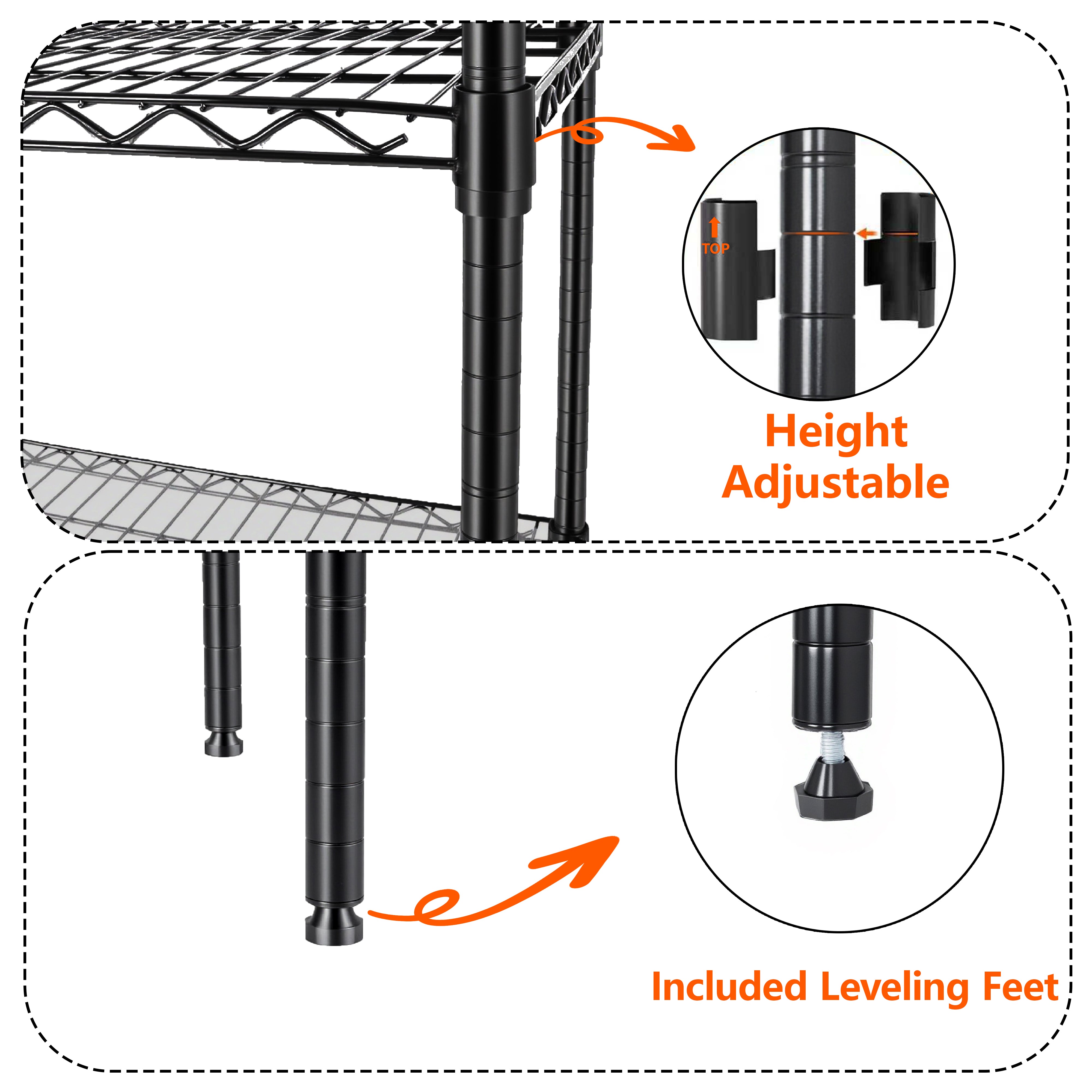3 Tier Metal Shelf Wire Shelving Unit -  Set Of 2  1050lbs Capacity Heavy Duty Adjustable Storage Rack With Shelf Liners  Extensible To 6 Tier 2100lbs Shelving Designs   48  L X 18  D X 96  H  Black