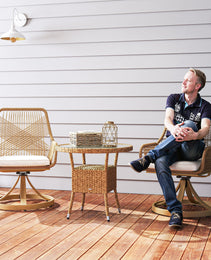 Patio Swivel Chairs Set Of 2, Rattan Patio Dining Chairs With Soft Cushions For Backyard, Lawn, Porch, Or Garden, Khaki