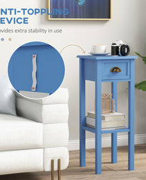 2-Tier Side Table With Drawer And Shelf, End Table ,Light Blue