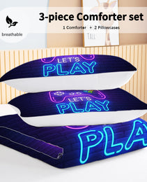 3 Pieces Game Pattern Comforter Set Ultra Soft Bedding Set