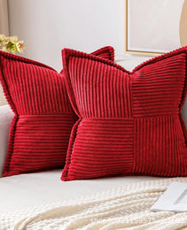 Corduroy Pillow Covers Super Soft Boho Striped Pillow Covers Broadside Decorative Textured Christmas Throw Pillows For Couch Cushion Livingroom