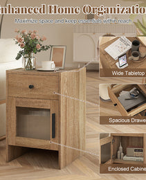 Nightstand With Drawer And Cabinet