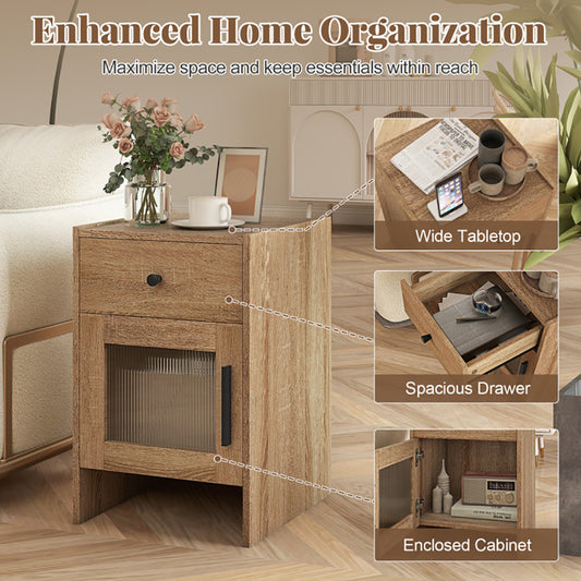Nightstand With Drawer And Cabinet