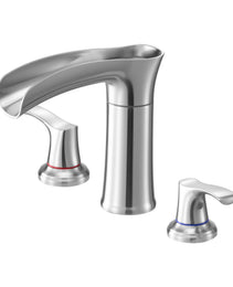 Roman Tub Faucet, 3 Hole Waterfall Bathtub Faucet, Zinc Alloy Bath Tubs Faucets Set With 2 Handles, Deck Mount Bath Tub Faucets Set For Pet Washing, Adult Bathing, Silver, Hot & Cold Control