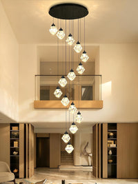 20-Light Modern Chandelier for Foyer Crystal Chandeliers for Living Room Gold Pendant Light Fixture Staircase Chandelier for High Ceilings Dimmable LED Hanging Light with Remote