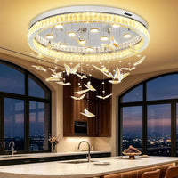 Butterfly Chandelier Black 48In Modern Crystal Raindrop Chandelier Lighting Flush Mount Ceiling Chandeliers for Living Room 20XGU10