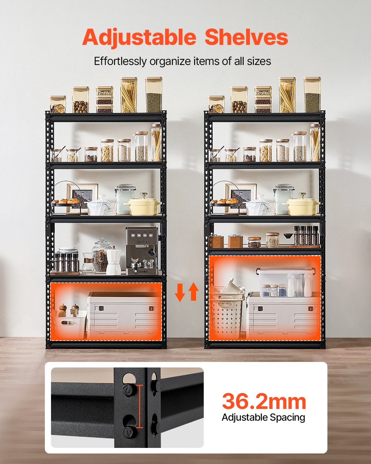 Storage Shelves 16 D X 32 W X 62.8 H 5-tier Garage Storage Shelving