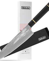 Qulajoy Chef Knife 8 Inch - Hand Forged Swedish Sandvik Steel Gyuto Cooking Knife - Professional Japanese Kitchen Knife - Classic Octagonal Handle