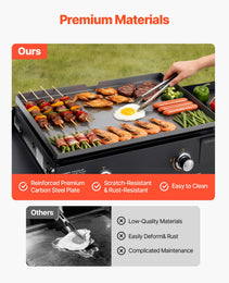 Gas Griddle, 2-Burner Flat Top Grill, 28 Inch Grill Plate Foldable Propane Griddle With Wheels, 30000 BTU Outdoor Flat Top Grills For Pan-Frying, Grilling, Stir-Frying, & BBQ, Pulse Ignition