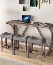 Bar Table Set With Power Outlet, Bar Table And Chairs Set, 4 Piece Dining Table Set, Industrial Breakfast Table Set, For Living Room, Dining Room, Game Room
