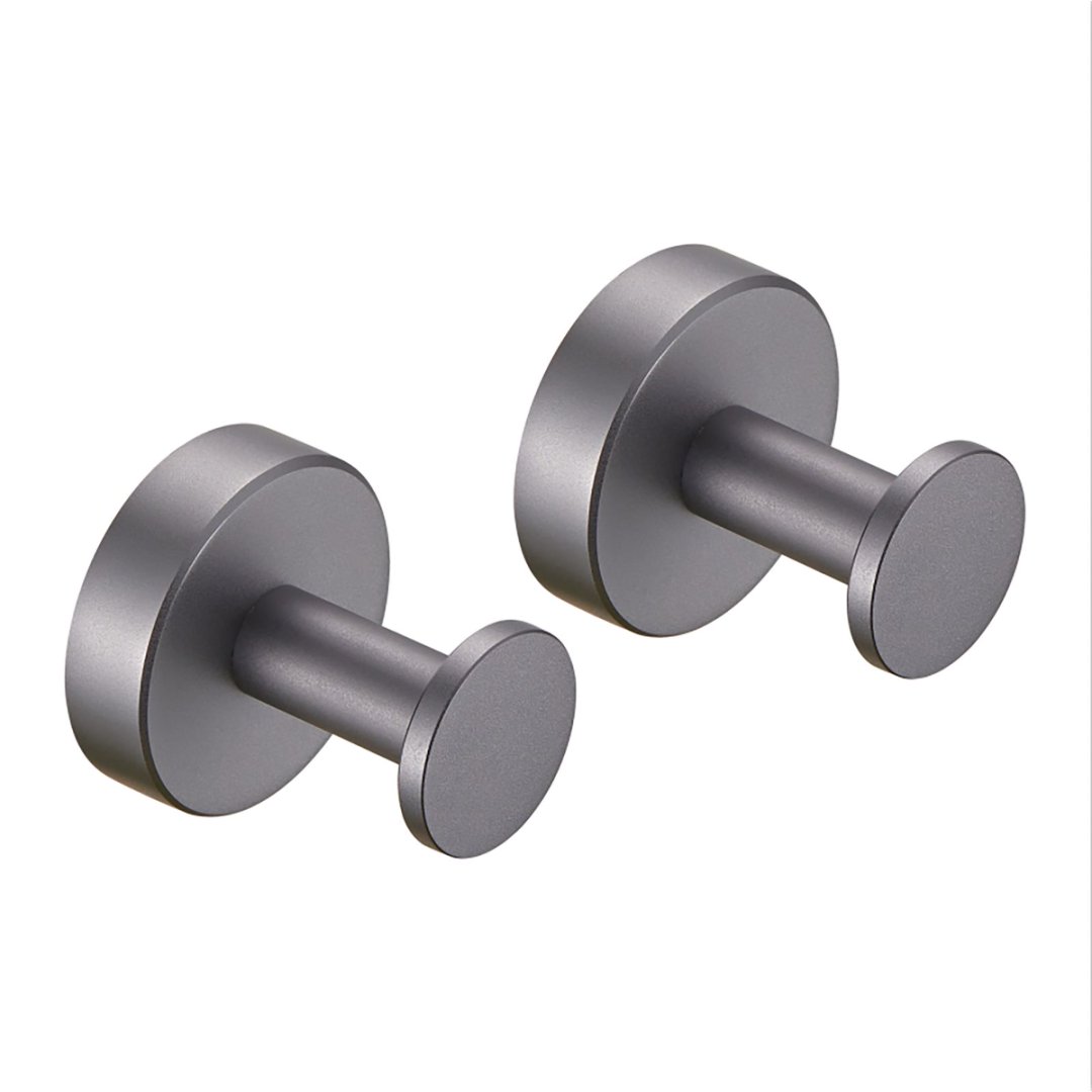 Round Base Wall Hanging Coat Hook With Screws- Gun Grey Towel Hook, 2 Pack, For Entry Shoe Cabinet, Wardrobe Bathroom Bedroom Furniture Hardware