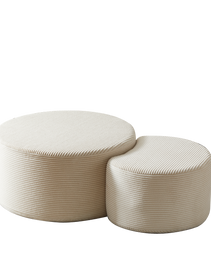 Nesting Coffee Table Set Of 2,Upholstered Round Coffee Tables Set Of 2 For Living Room, Modern Foam Round Coffee Table Side Table End Table Ottoman, No Assembly